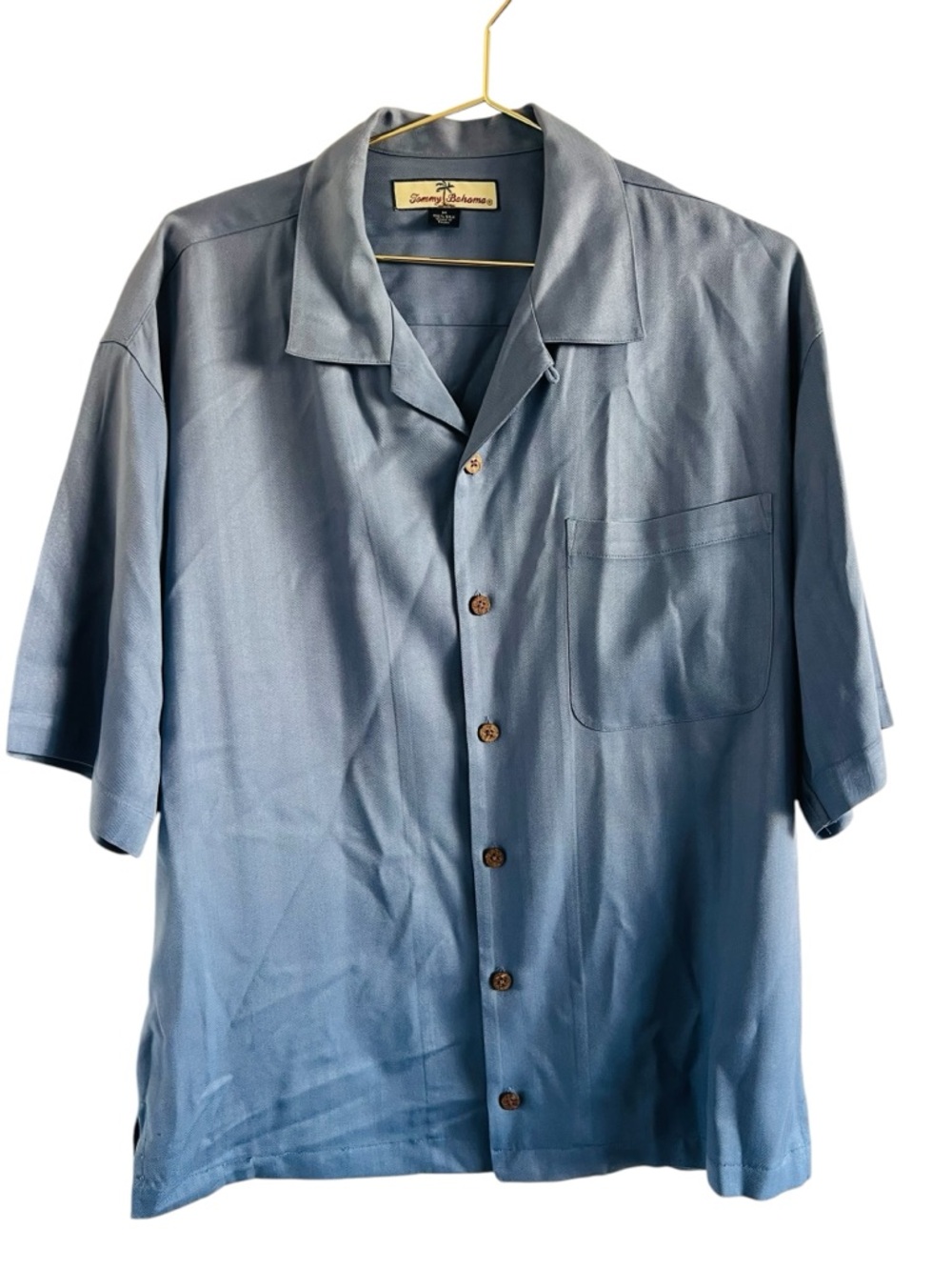 Tommy Bahama Men's Silk Blue Short Sleeve Button Down Shirt